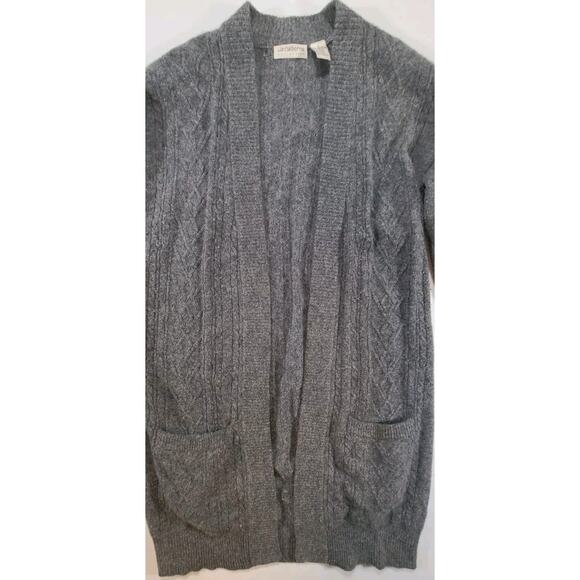 Vintage LIZ CLAIBORNE Lambswool Mohair Blend Cardigan Sweater Gray Small - Picture 7 of 9